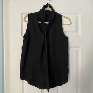 Ann Taylor Black Sleeveless Tie Front Blouse